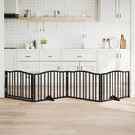 Dog Gate with Door Foldable 4 Panels Black 320 cm Poplar Wood 352225