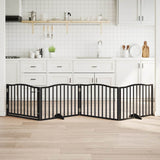 Dog Gate with Door Foldable 4 Panels Black 320 cm Poplar Wood 352225