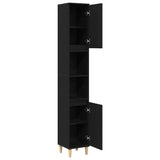 Bathroom Cabinet Black Oak 30 x 30 x 190 cm Engineered Wood 862805