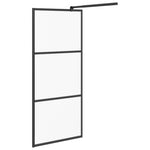 Walk-in Shower Wall 90x195 cm Frosted ESG Glass Black 151877