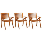 Garden Chair Set of 3 Brown Solid Acacia wood Medium 310630