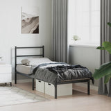Metal Bed Frame without Mattress with Headboard Black 75x190cm 355355