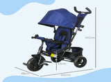 6 in 1 Kids Trike Push Bike with Push Handle, Canopy, 5-point Safety Belt, Storage, Footrest, Brake, T3398P378961