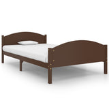 Bed Frame without Mattress Dark Brown Solid Pine Wood 120x200cm 322043