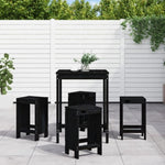 5 Piece Garden Bar Set Black Solid Wood Pine 3157743