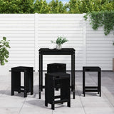5 Piece Garden Bar Set Black Solid Wood Pine 3157743