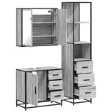 ZNTS 3 Piece Bathroom Furniture Set Grey Sonoma Engineered Wood 3301138