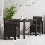 Garden Dining Set 3 pcs Brown Polypropylene 3378680