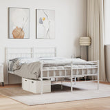 Metal Bed Frame without Mattress with Footboard White 140x190cm 355726