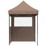 Foldable Party Tent Pop-Up with 2 Sidewalls Brown 4004996