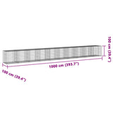 Gabion Basket with Cover 1000x100x100 cm Galvanised Iron 3295208
