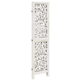Room Divider 3 Panels White Solid Wood Paulownia 358733