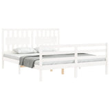 Bed Frame without Mattress White King Size Solid Wood 3194317