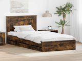 Bed Frame with Drawer Smoked Oak 100 x 200 cm Engineer Wood 3410201