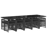 11 Piece Garden Dining Set with Cushions Black Poly Rattan 3210930