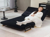 4-in-1 Velvet-Feel Double Sofa Bed, with Pillows - Black T3398P344492