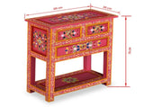 Sideboard with Drawers Solid Mango Wood Pink Hand Painted 244841