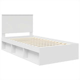 Bed Frame with Headboard White 100 x 200 cm Solid Pine Wood 3411046