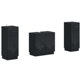 2 Piece Bathroom Cabinet Set HOORN Black Engineered Wood 3418036