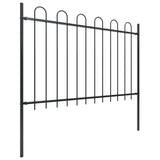 Garden Fence with Hoop Top Steel 359x120 cm Black 277666