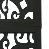 Room Divider 3 Panels Black Solid Wood Paulownia 358751