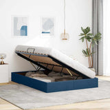 Storage Bed with Mattress with Storage Blue 140 x 190 cm Fabric 3370015