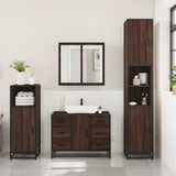 3 Piece Bathroom Furniture Set Brown Oak Engineered Wood 3300964