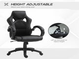 Office Chair Faux Leather Swivel Computer Desk Chair for Home Office with Wheels Armrests Black T3398P328248