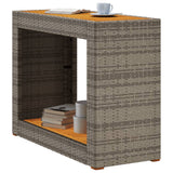 Garden Side Table with Wooden Top Grey 100x40x75 cm Poly Rattan 366307