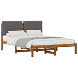Bed Frame with Upholstered Headboard Natural and Light Grey 903969