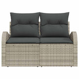 Garden Sofa with Cushion Light Grey 124 x 62 x 69cm Poly Rattan 42006747