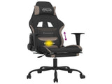 Massage Gaming Chair with Footrest Black and Taupe Fabric 345482
