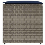 Cushion Box with Storage Grey 50 x 50 x 50 cm Poly Rattan 365414