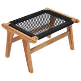 Sun Lounger with Footrest Solid Teak Wood and Rope 49368
