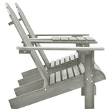310068 Garden Adirondack Chairs with Tea Table Solid Fir Wood Grey