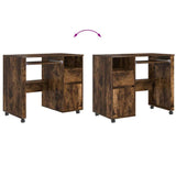 Desk with Wheels Smoked Oak 91 x 50 x 77 cm Engineered Wood 869534