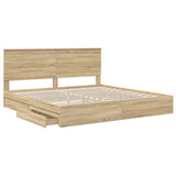 Storage Bed with Drawer Sonoma Oak 200 x 200 cm Engineered Wood 3411175