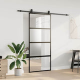 Sliding Door with Hardware Set Black 90x205 cm Tempered Glass 3375970