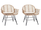 Dining Chair 2 pcs Rattan and Iron Natural 57 x 55 x 85 cm 42011558