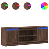 TV Cabinet with LED Brown Oak 139.5x34x50 cm Engineered Wood 852200