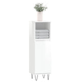 Bathroom Cabinet High Gloss White 30x30x100 cm Engineered Wood 831558