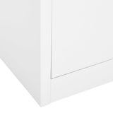 Office Cabinet White 90x40x180 cm Steel and Tempered Glass 336421