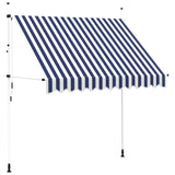 Manual Retractable Awning 250 cm Blue and White Stripes 43221