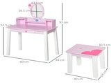 Kids Wooden Dressing Table and Stool Make Up Desk T3398P348108