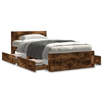 Bed Frame with Headboard without Mattress Smoked Oak 75x190 cm Small Single 3295622