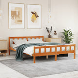 Bed Frame without Mattress Wax Brown 150x200 cm King Size Solid Wood Pine 844398