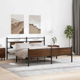 Metal Bed Frame without Mattress Brown Oak 160x200 cm 3325135