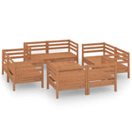 ZNTS 9 Piece Garden Lounge Set Honey Brown Solid Pinewood 3082435