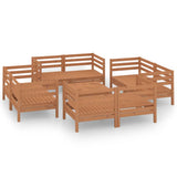 ZNTS 9 Piece Garden Lounge Set Honey Brown Solid Pinewood 3082435