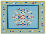 Coffee Table Turquoise Hand Painted Solid Wood Mango 353761